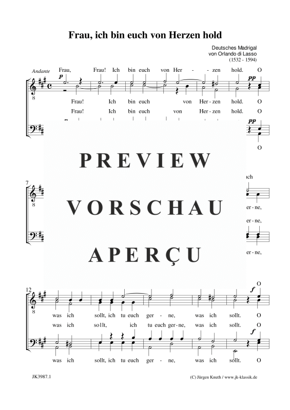 gallery: Frau, ich bin euch von Herzen hold, , (Männerchor)