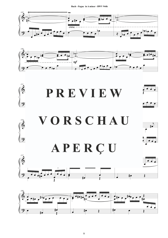 Produktgalerie: Seite 10 von 11 Fuge in A-Moll BWV 944b - Piano Version, , Klavier Solo