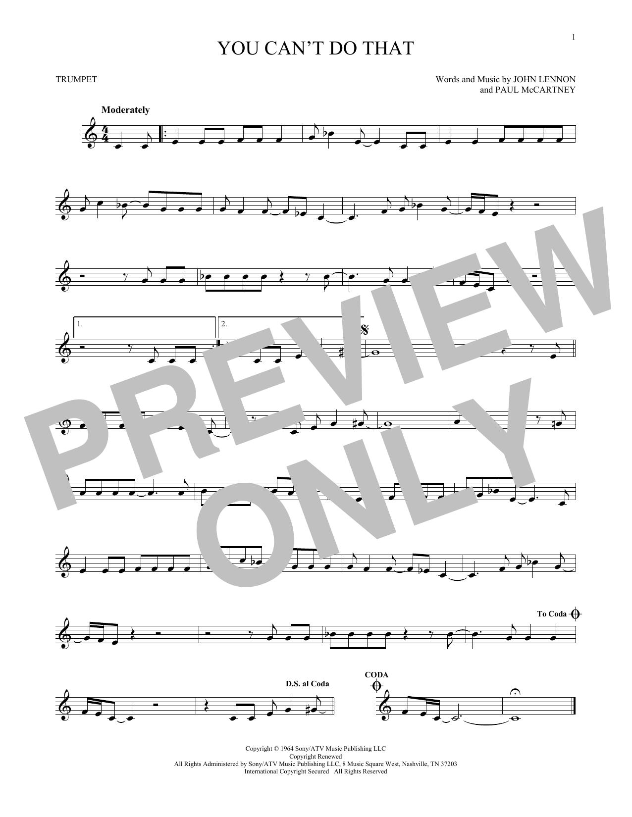 Produktgalerie: Seite 1 von 1 You Can't Do That, The Beatles, Trompete