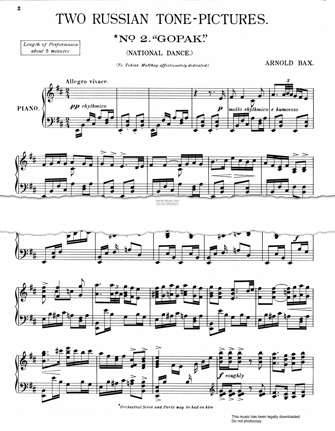 Produktbild zu: No.2 Gopak (Two Russian Tone-Pictures) 'National Dance'