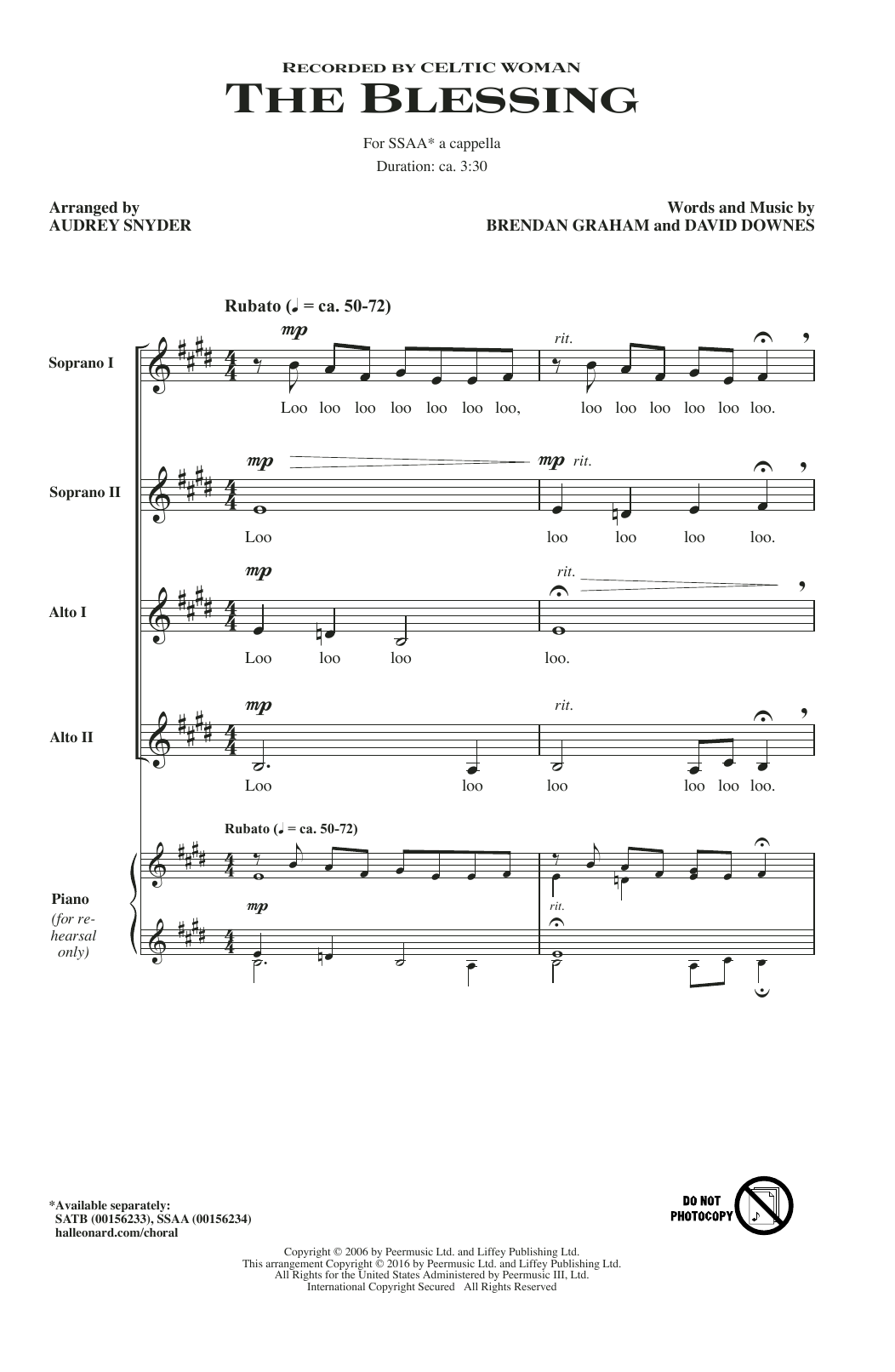 Produktgalerie: Seite 1 von 1 The Blessing (arr. Audrey Snyder), Celtic Woman, Chor