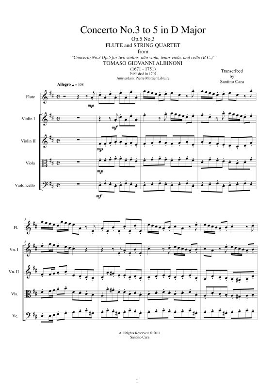 Produktbild zu: Concerto No.3 to 5 in D-Dur Op.5Albinoni Tomaso