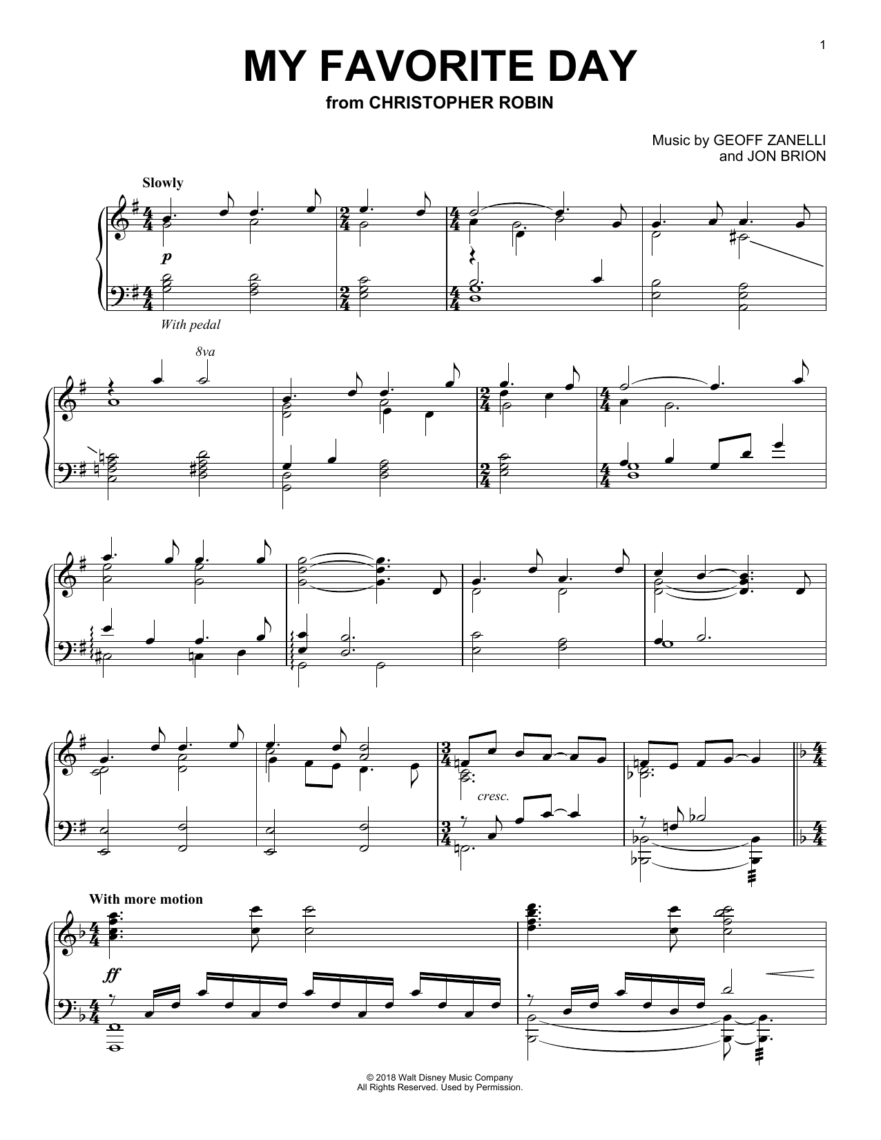 Produktbild zu: My Favorite Day (from Christopher Robin)