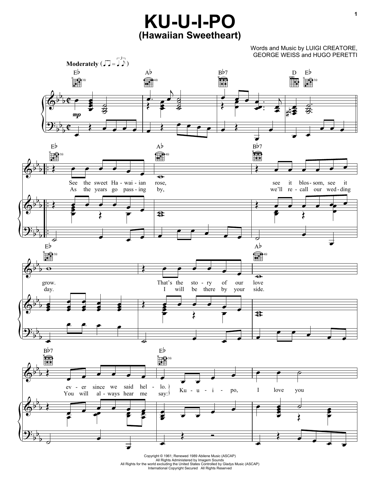 Produktgalerie: Seite 1 von 1 Ku-U-I-Po (Hawaiian Sweetheart), Elvis Presley, Gesang, Gitarre, Klavier