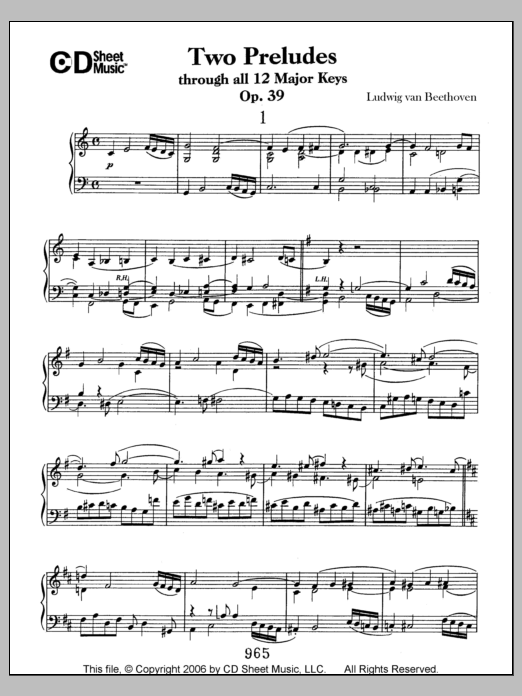Produktbild zu:  Preludes (2) Through All 12 Major Keys, Op. 39 - Ludwig van Beethoven