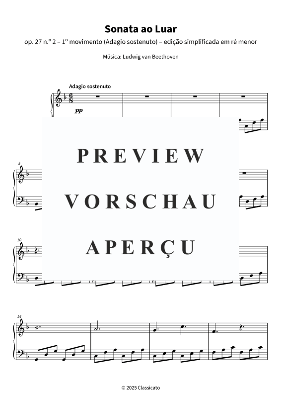 gallery: Sonata ao Luar - Edição simplificada para iniciantes de piano, , Klavier Solo