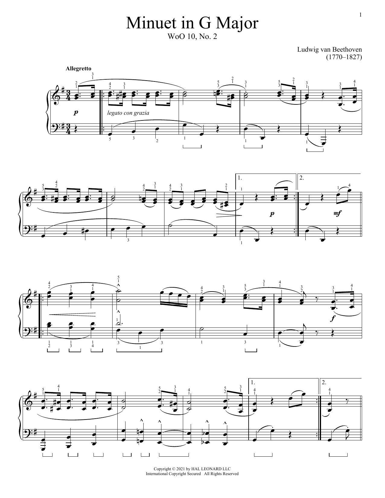 Product picture to: Minuet In G Major, WoO 10, No. 2