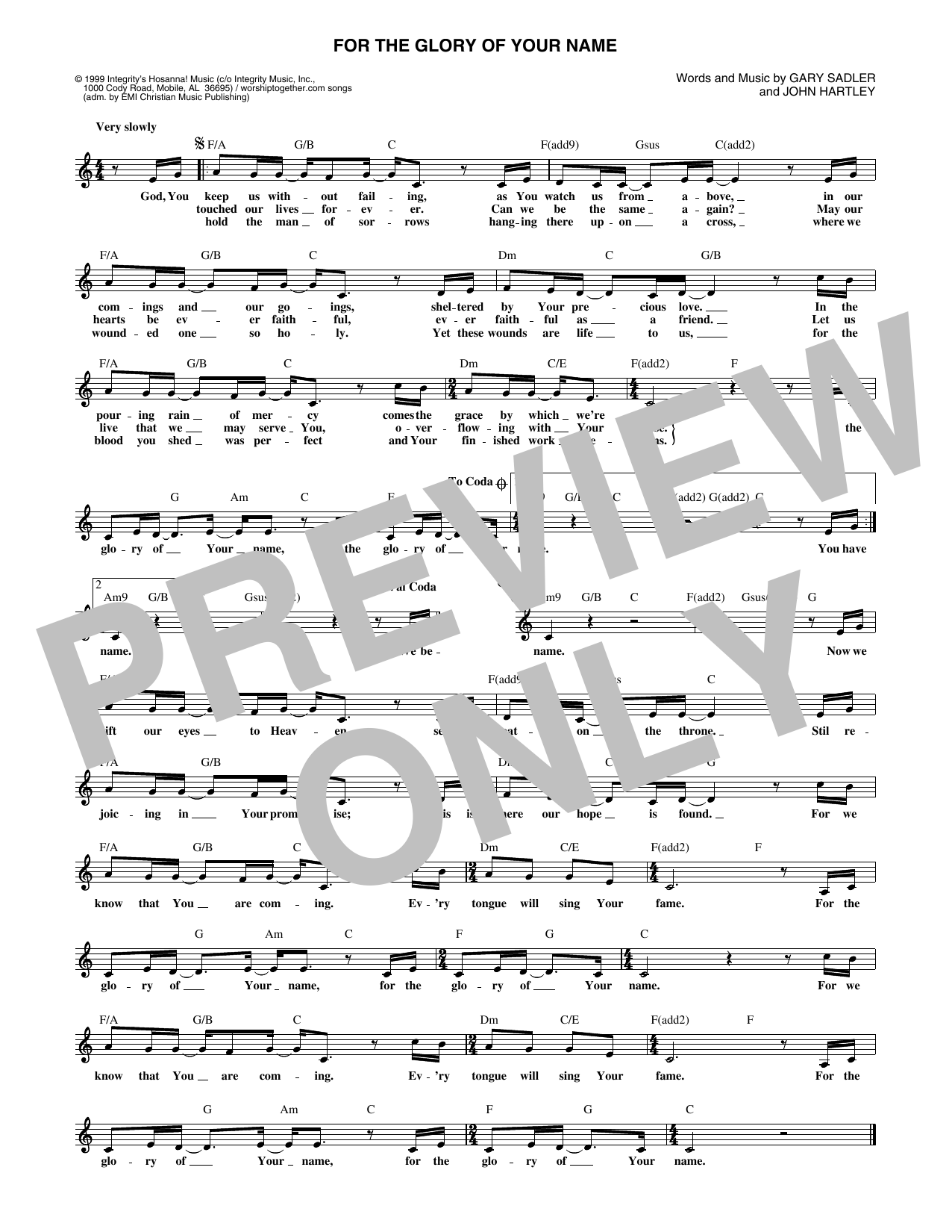 Produktbild zu: For The Glory Of Your Name