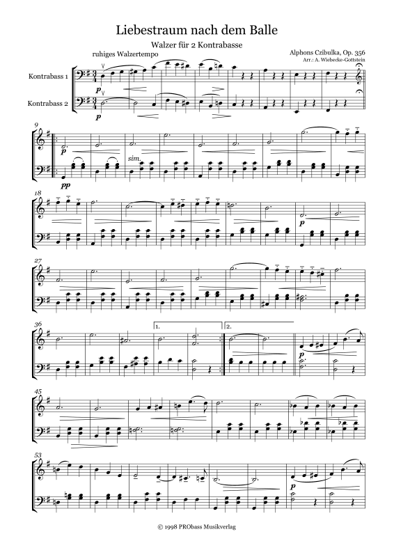 gallery: Liebestraum nach dem Balle - Walzer, , Double Bass Duet