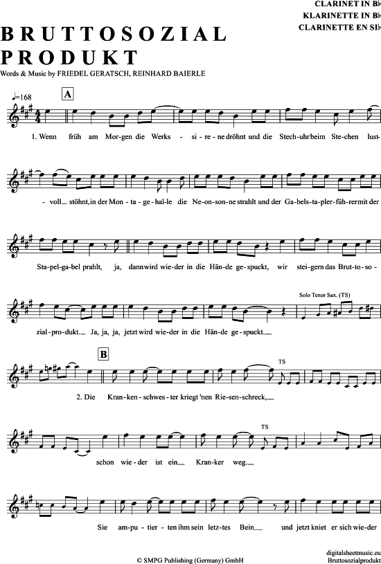 Product gallery: Page 1 of 5 Bruttosozialprodukt , Geier Sturzflug, Clarinet in B-flat