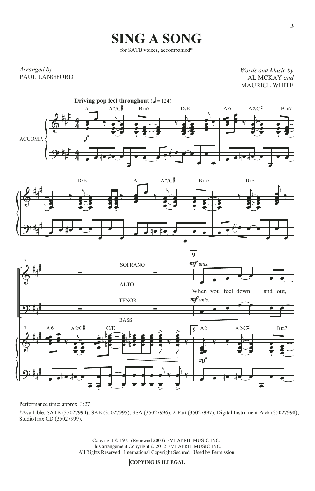 Product picture to: Sing A Song (arr. Paul Langford)