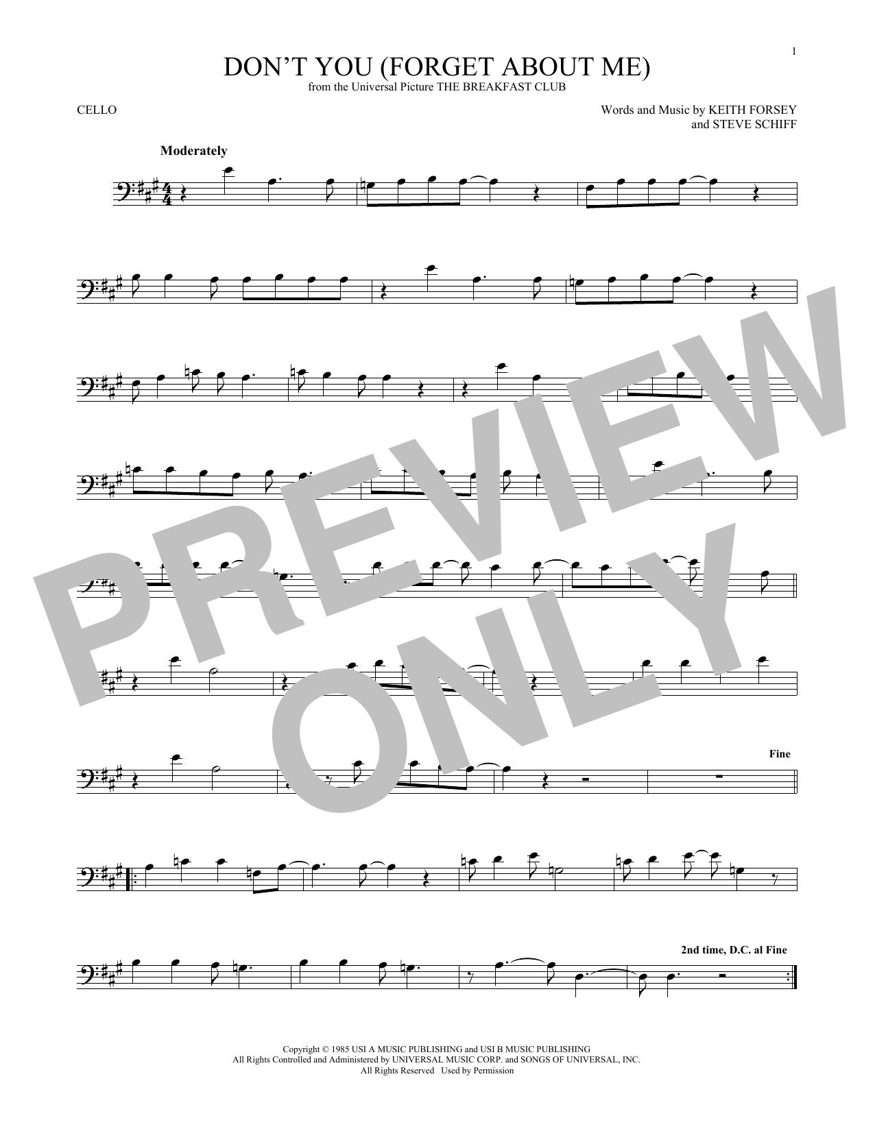 Produktgalerie: Seite 1 von 1 Don't You (Forget About Me), Simple Minds, Violoncello