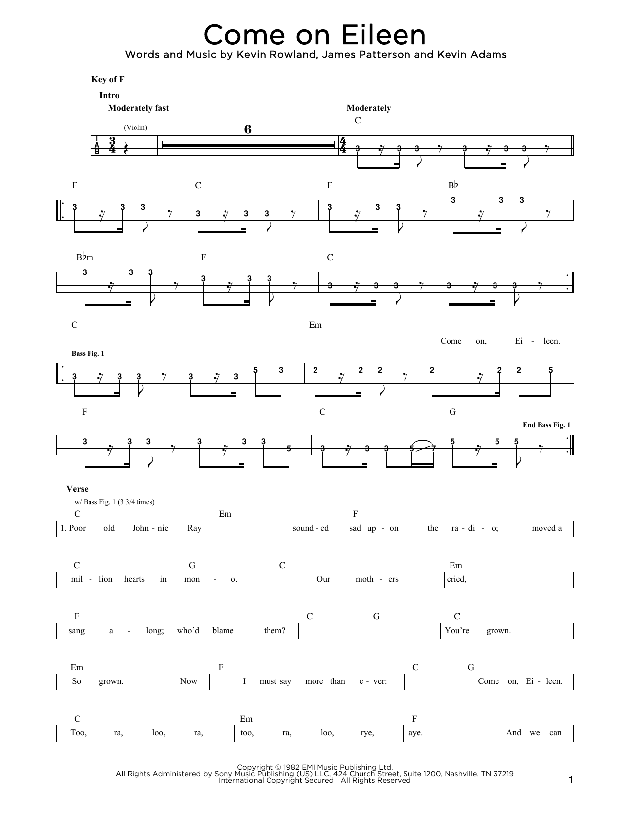 Produktgalerie: Seite 1 von 1 Come On Eileen, Dexys Midnight Runners, E-Bass, Gitarre