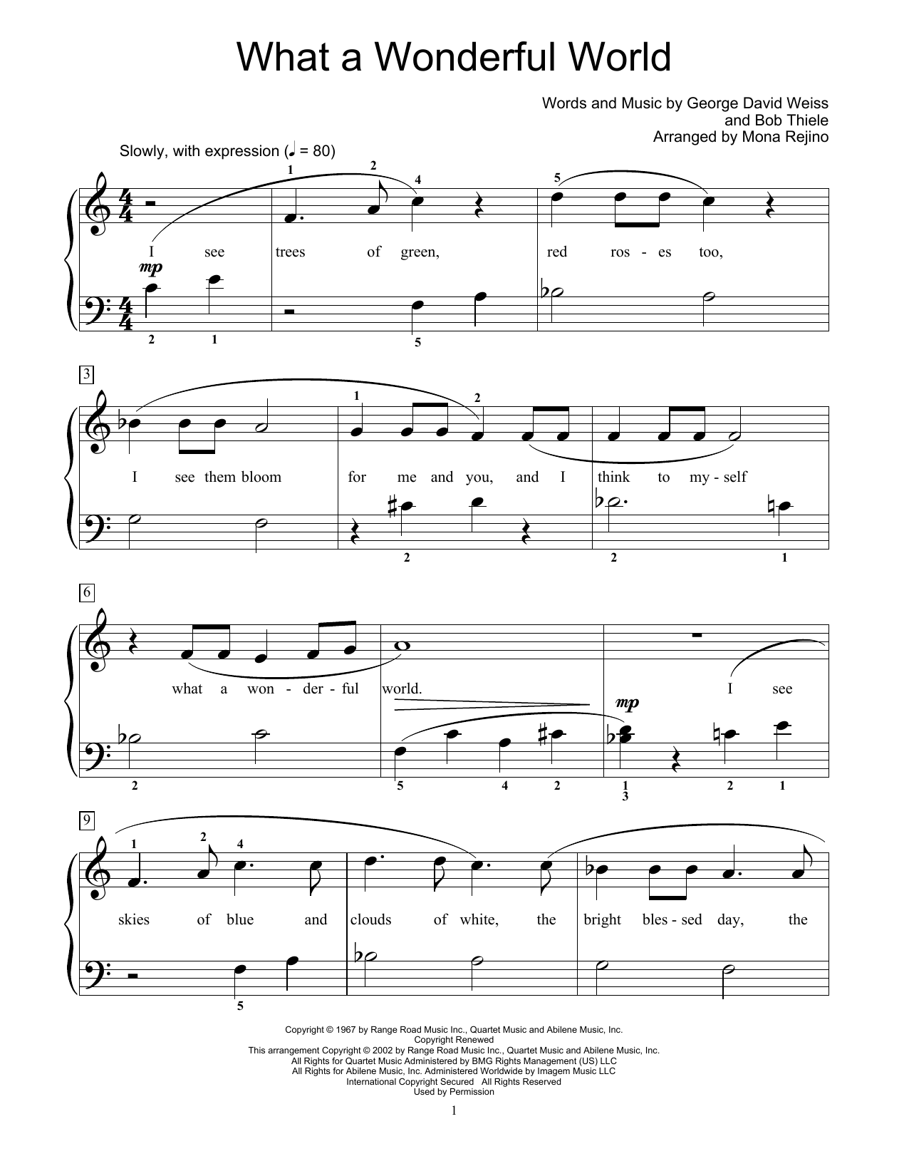 Product picture to: What A Wonderful World (arr. Mona Rejino)