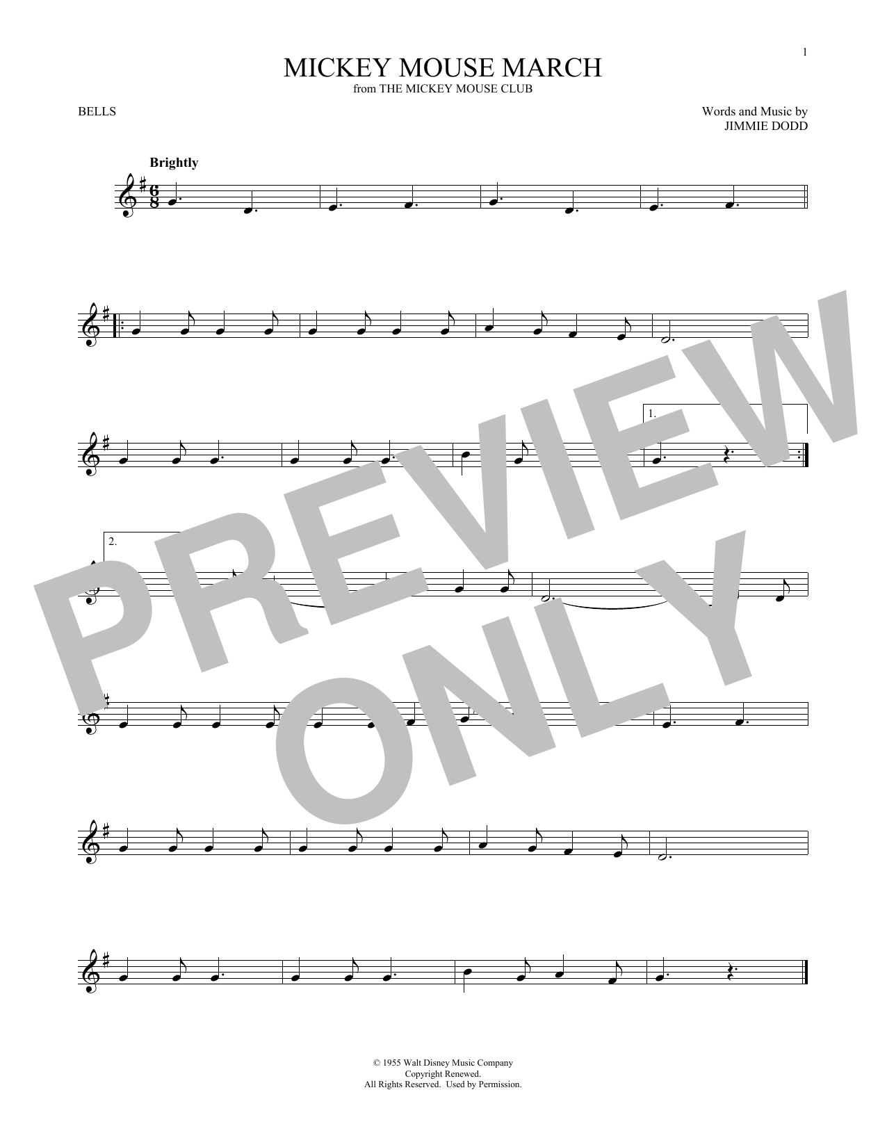 Produktgalerie: Seite 1 von 1 Mickey Mouse March (from The Mickey Mouse Club), Jimmie Dodd, Percussion