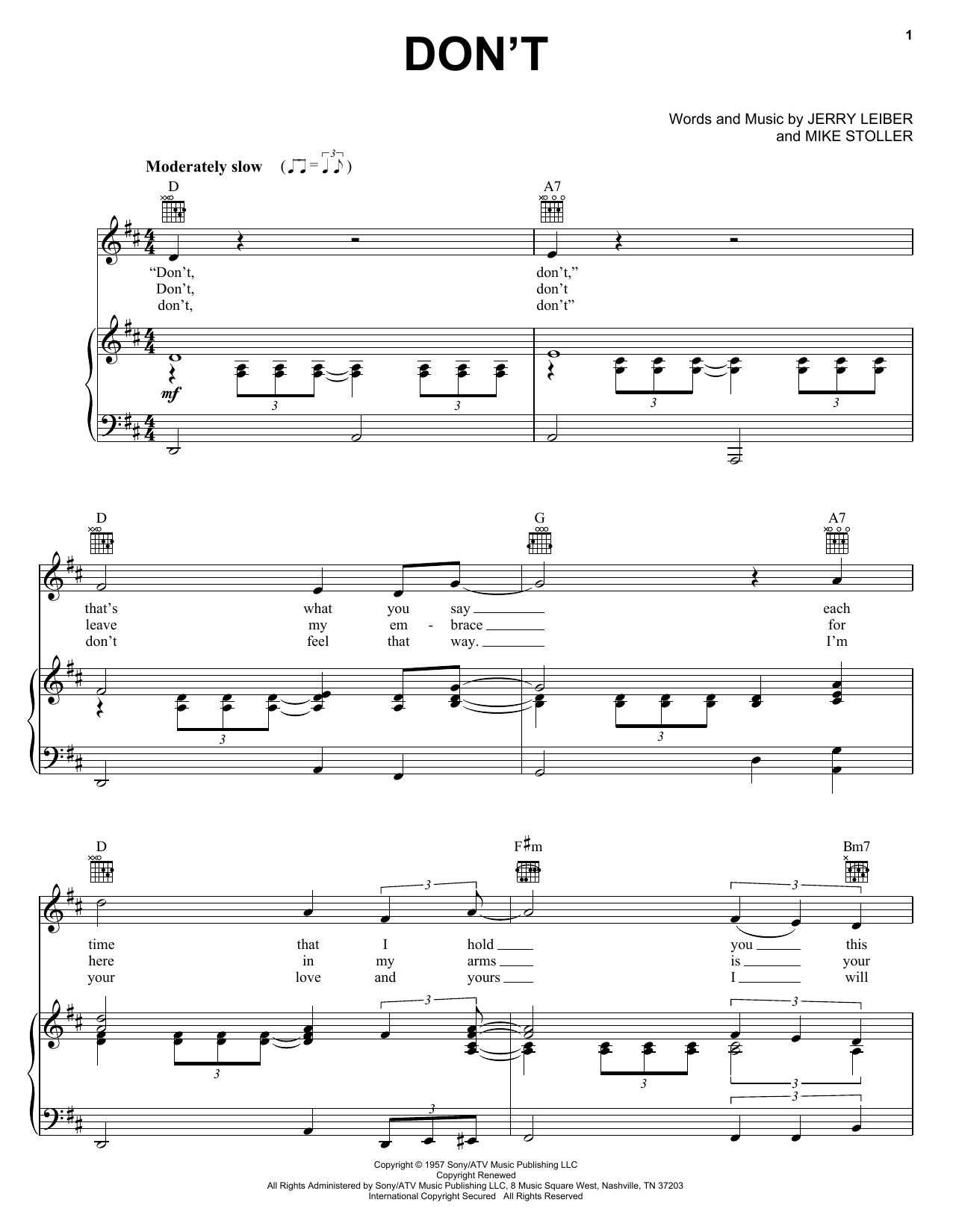 Produktgalerie: Seite 1 von 1 Don't, Elvis Presley, Gesang, Gitarre, Klavier