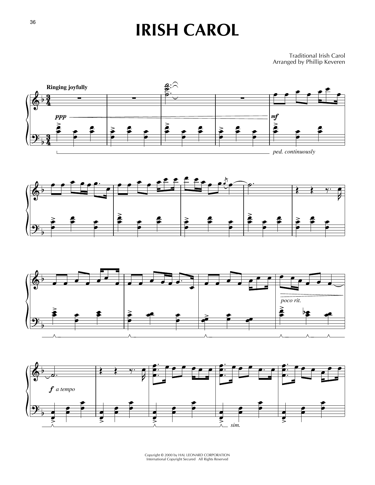 Product picture to: Irish Carol [Celtic version] (arr. Phillip Keveren)