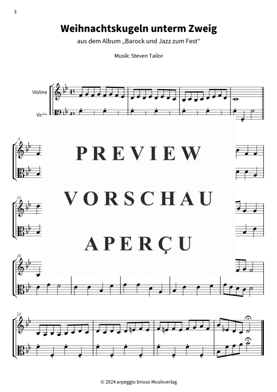 Product gallery: Page 1 of 7 Weihnachtskugeln unterm Zweig - aus dem Album Barock und Jazz zum Fest, , (string duet violin viola)