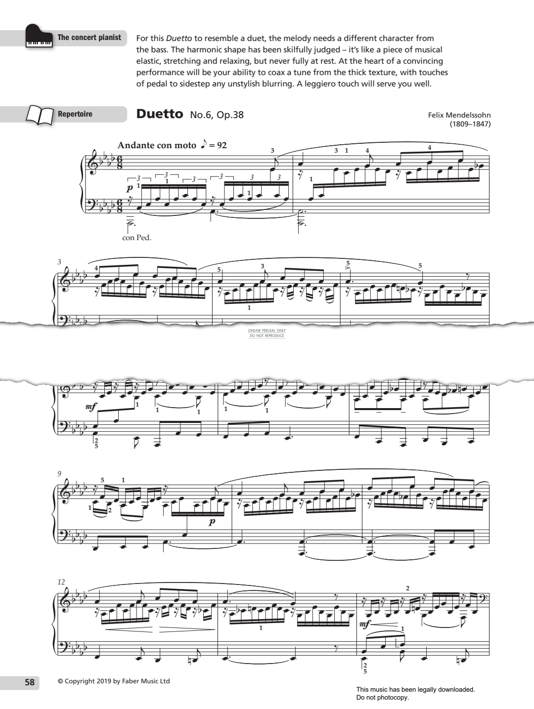 Produktgalerie: Seite 1 von 1 Duetto No.6, Op.38, Felix Mendelssohn, Klavier