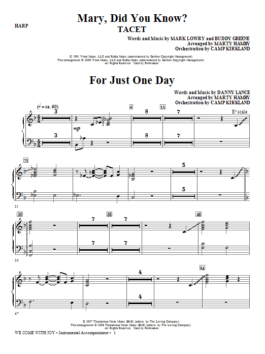 Product gallery: Page 1 of 1 We Come With Joy Orchestration - Harp, Marty Hamby