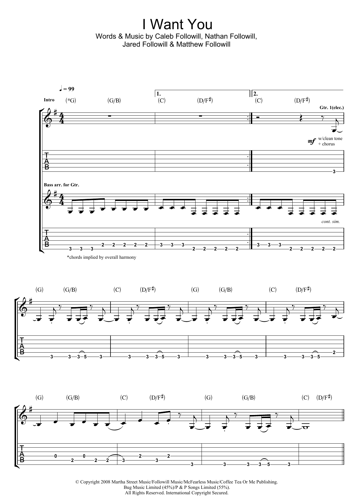 Produktgalerie: Seite 1 von 1 I Want You, Kings Of Leon, Gitarre
