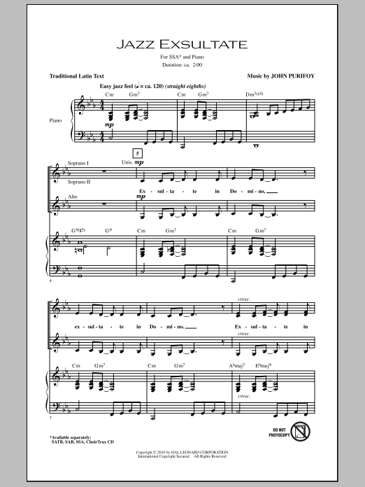 Product gallery: Page 1 of 1 Jazz Exsultate, John Purifoy