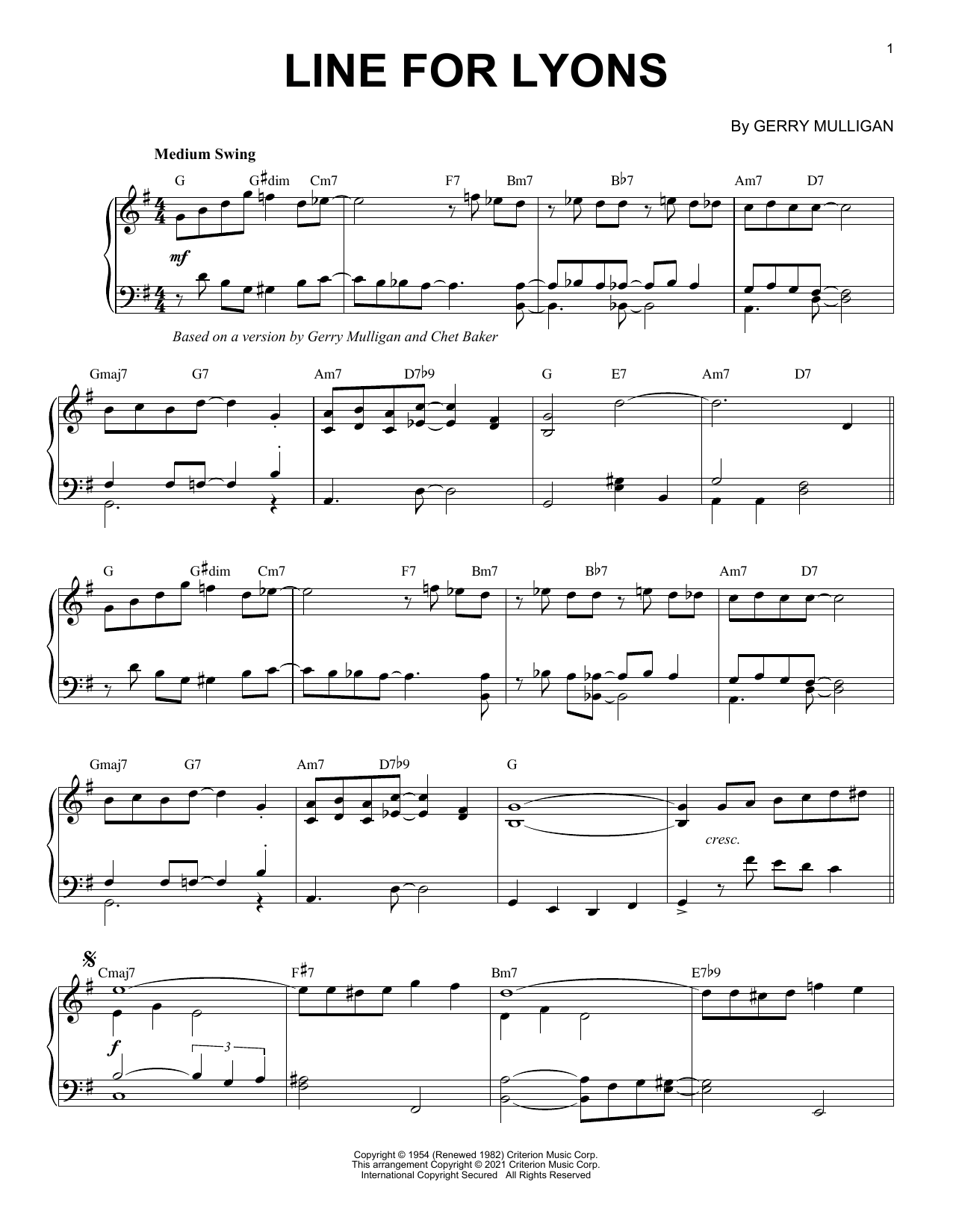 Product picture to: Line For Lyons [Jazz version] (arr. Brent Edstrom)