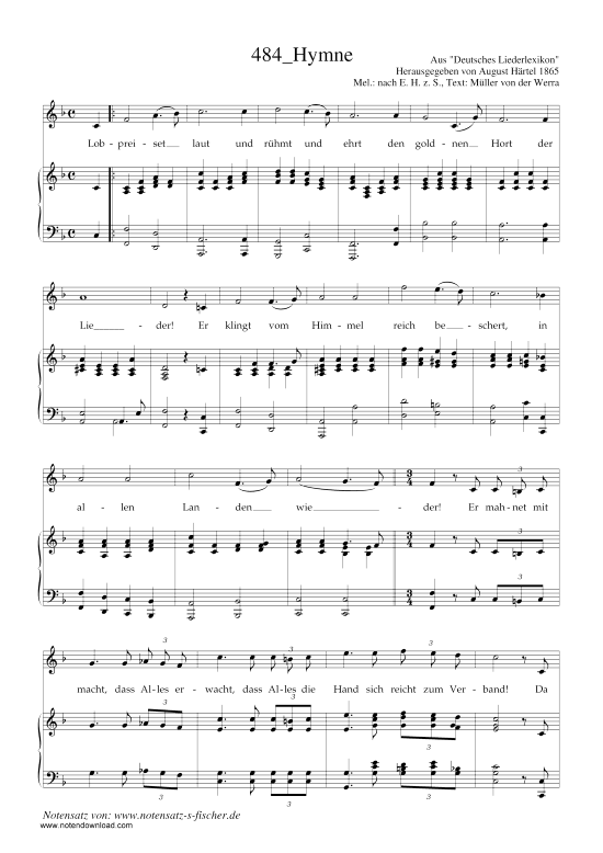 Product picture to: Hymne Aus "Deutsches Liederlexikon" A. Härtel (1865)