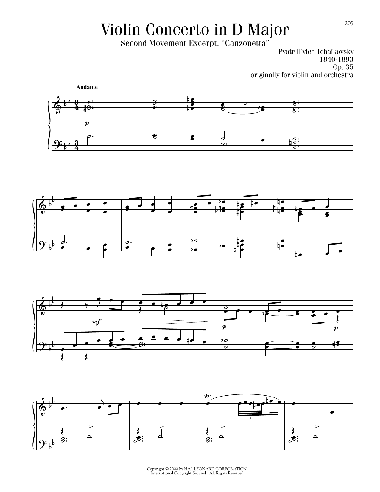 Produktbild zu: Violin Concerto in D Major, Op. 35, Second Movement ("Canzonetta") Excerpt