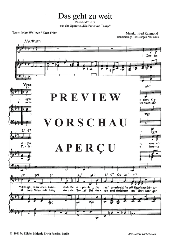 Produktgalerie: Seite 3 von 3 Das geht zu weit, , Klavier und Gesang