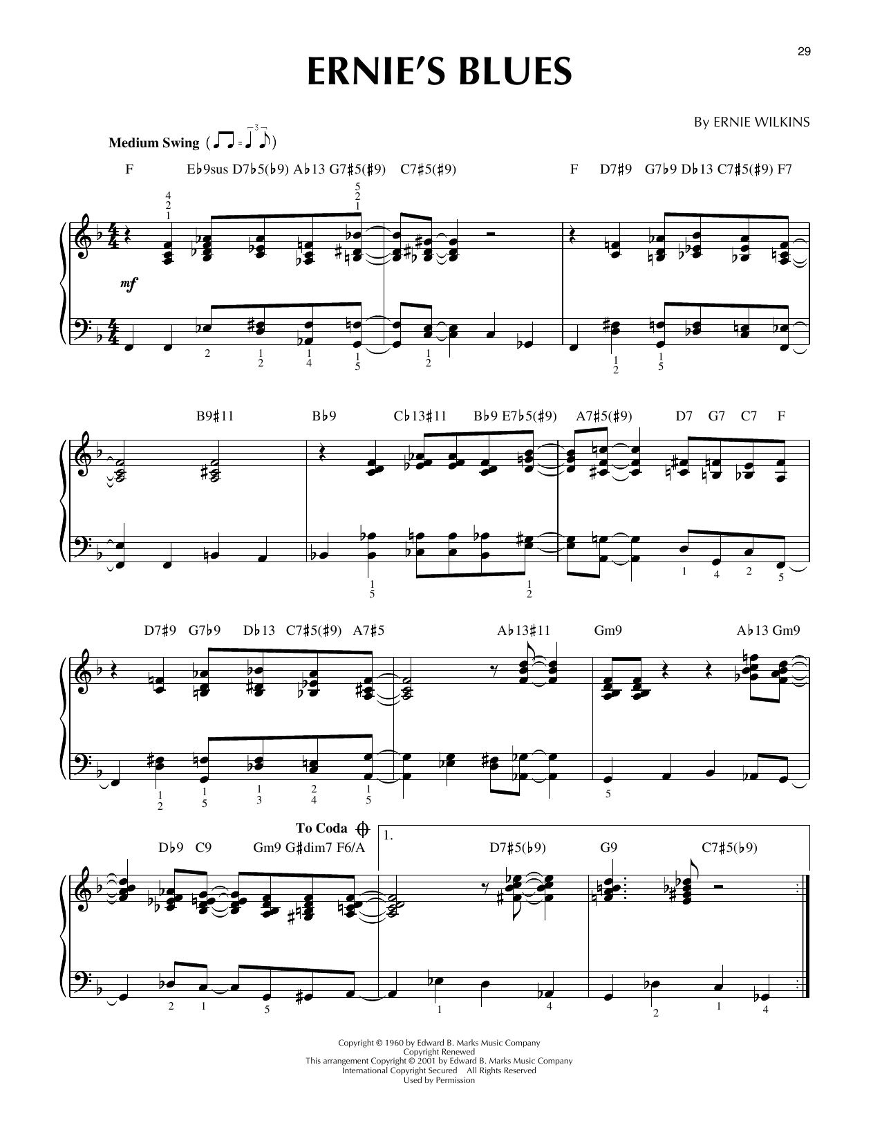 Produktgalerie: Seite 1 von 1 Ernie's Blues (arr. Brent Edstrom & Jim Sodke), Ernie Wilkins, Klavier
