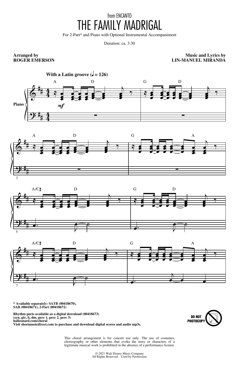 Product picture to: The Family Madrigal (from Encanto) (arr. Roger Emerson)