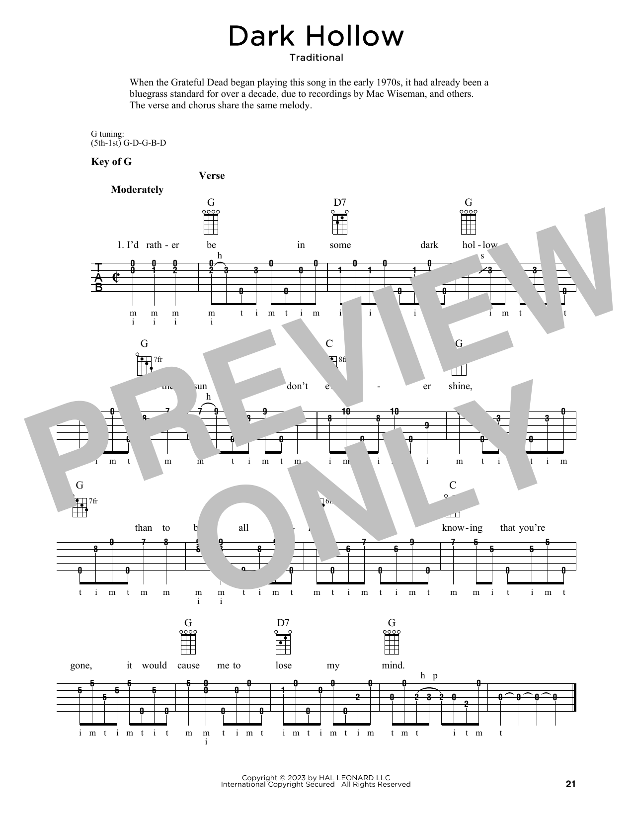 Product gallery: Page 1 of 1 Dark Hollow (arr. Fred Sokolow), Traditional