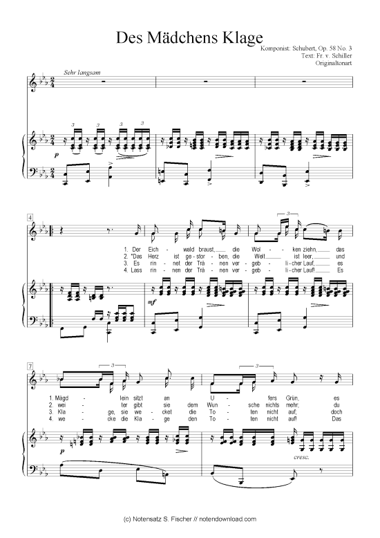 Product picture to: Des Mädchens Klage  Schubert, Op. 58 No. 3