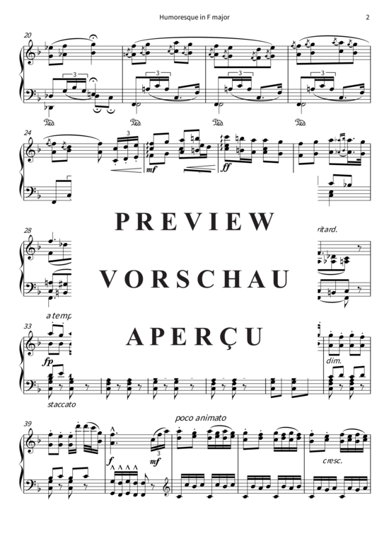 Produktgalerie: Seite 5 von 7 Humoresque in F major - Op. 101 No. 4, Poco andante , , Klavier Solo