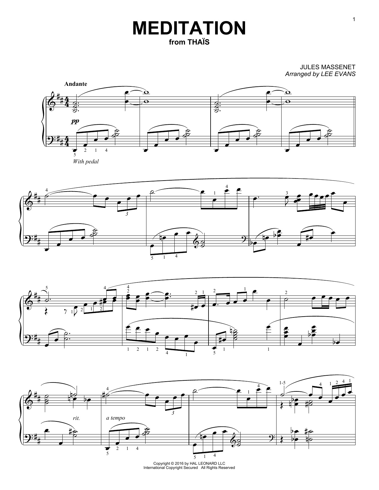 Produktbild zu: Meditation (arr. Lee Evans)