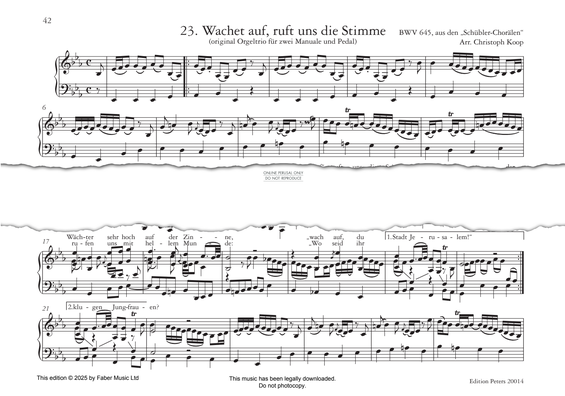 Produktgalerie: Seite 1 von 1 Wachet auf, ruft uns die Stimme (Orgeltrio / Trio for Organ), BWV 645, Johann Sebastian Bach, Klavier