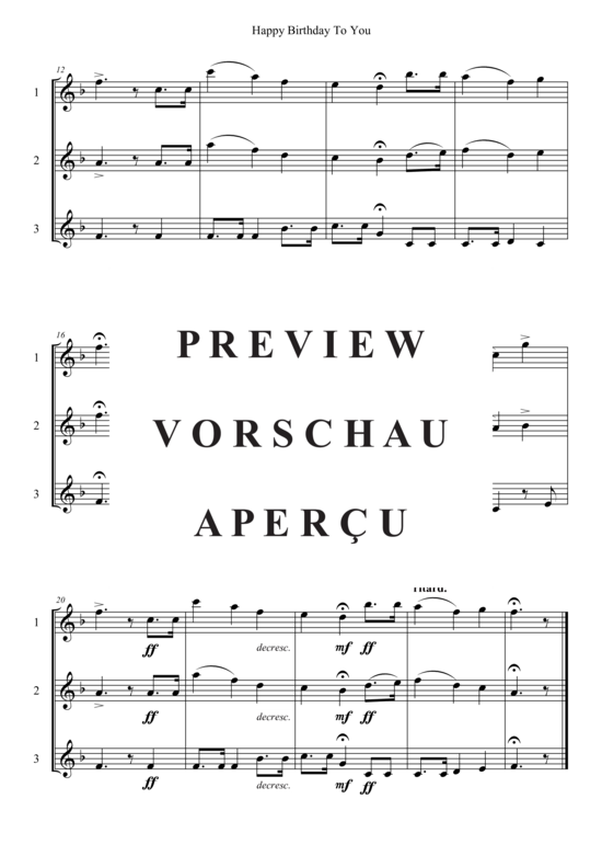Produktgalerie: Seite 3 von 3 Happy Birthday To You , , (Oboen Trio)