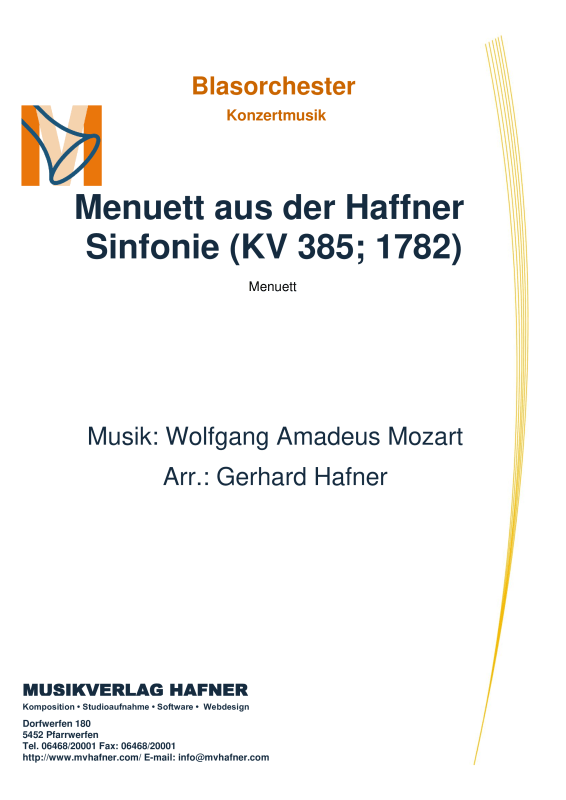 Product picture to: Menuett aus der Haffner Sinfonie (KV 385, 1782)Wolfgang Amadeus Mozart