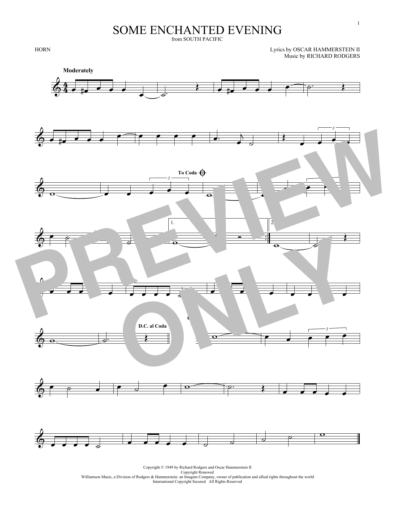 Produktgalerie: Seite 1 von 1 Some Enchanted Evening, Rodgers & Hammerstein, Horn