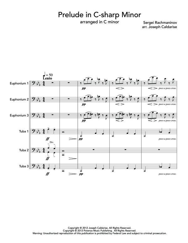 Produktgalerie: Seite 1 von 11 Prelude in C-sharp Minor, , (Tuba Ensemble EEETTT)