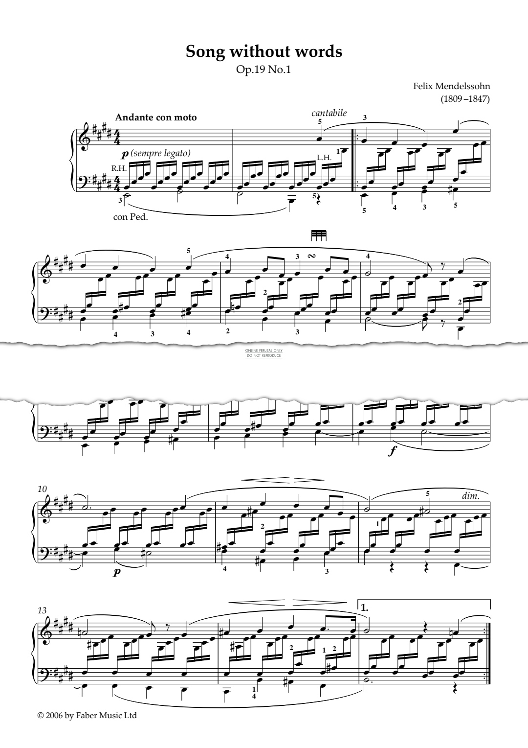 Product picture to: Song Without Words Op.19 No.1