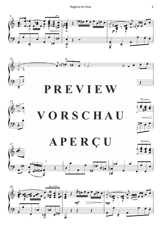 gallery: Ragtime für Elise - inspiriert durch Bagatelle Nr. 25 a-Moll, WoO 59, , Klavier Solo
