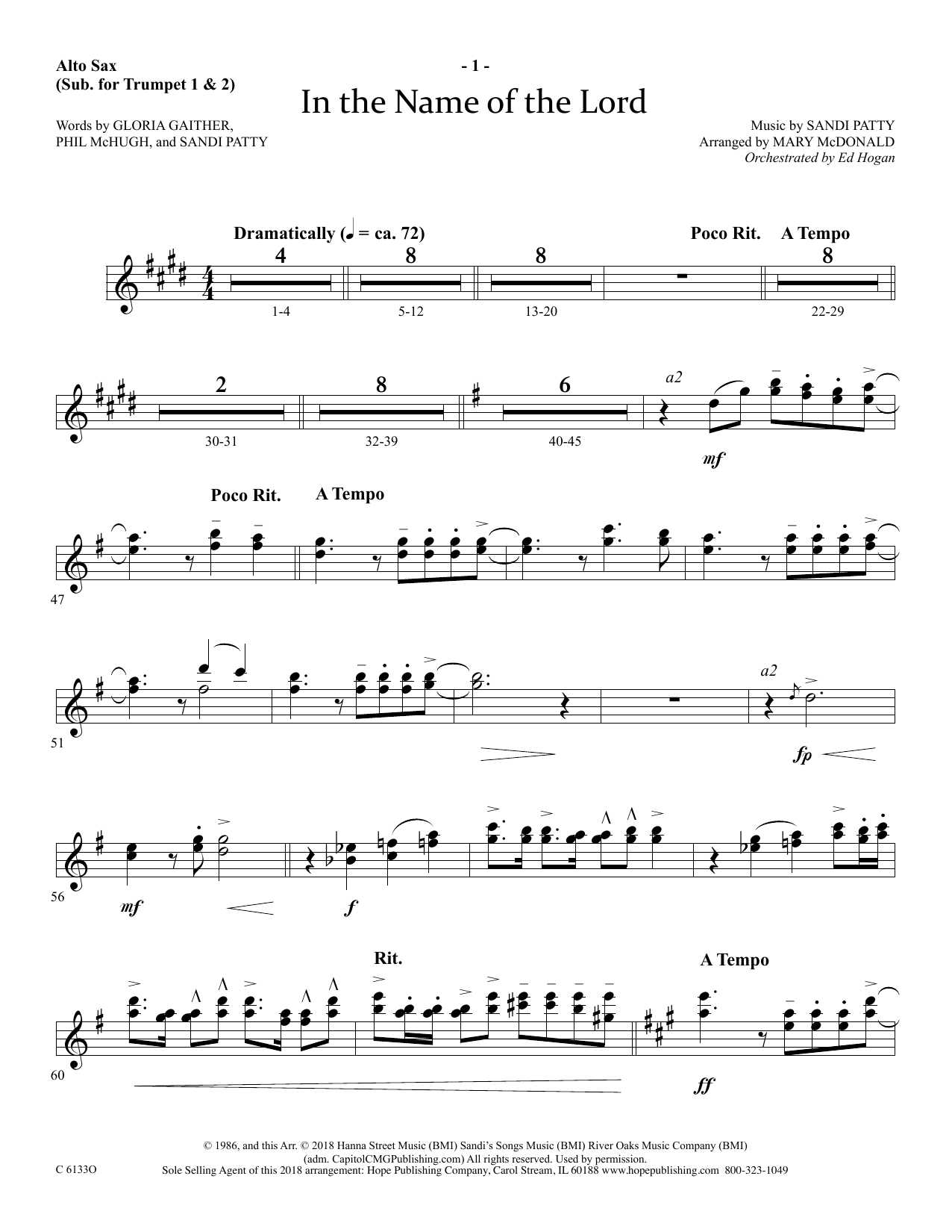 Produktbild zu: In The Name Of The Lord - Alto Sax (sub. Trumpet 2)