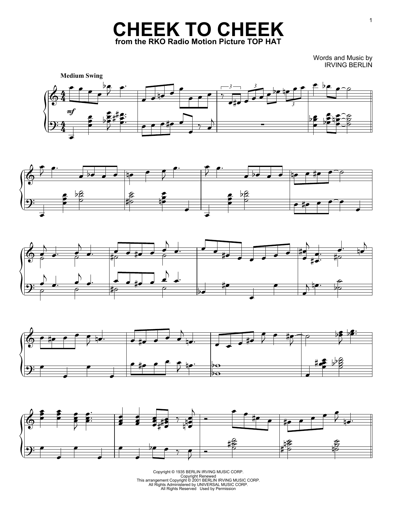 Produktbild zu: Cheek To Cheek (arr. Al Lerner)