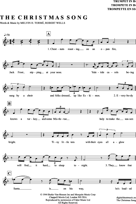 Produktgalerie: Seite 1 von 3 The Christmas Song (Merry Christmas To You) , Torme, Mel, Trompete in B