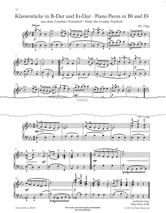Produktbild zu: Piano Piece in Eb, KV 15qq