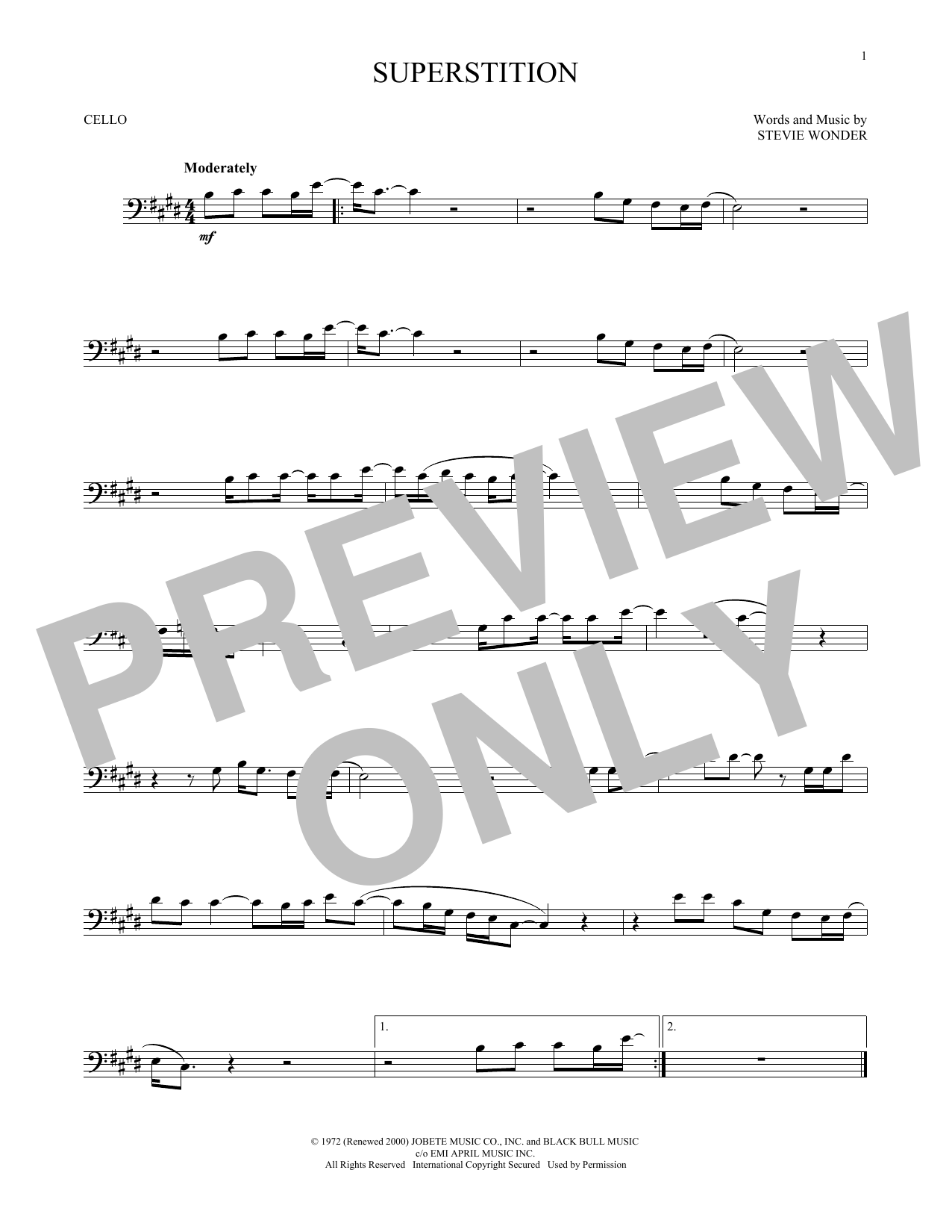 Produktgalerie: Seite 1 von 1 Superstition, Stevie Wonder, Violoncello