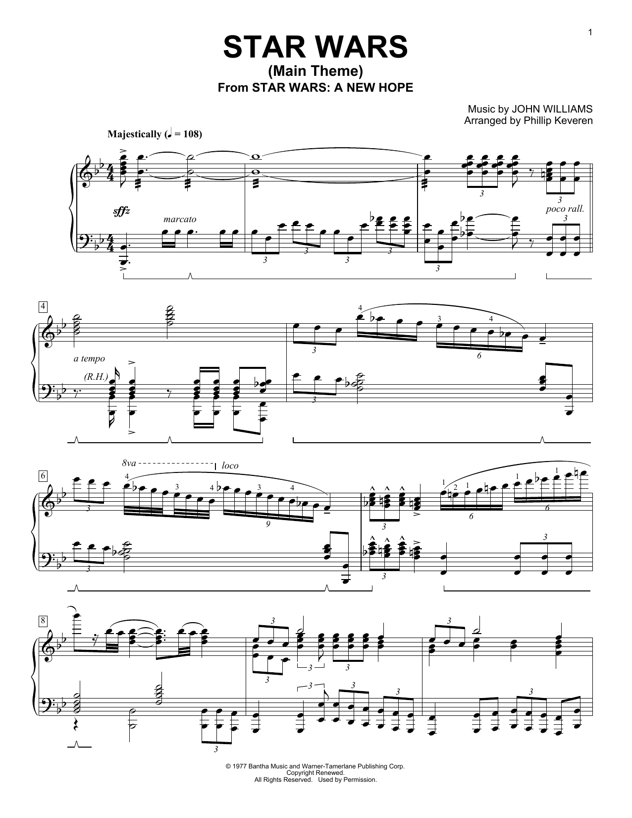 Product gallery: Page 1 of 1 Star Wars (Main Theme) (arr. Phillip Keveren), John Williams