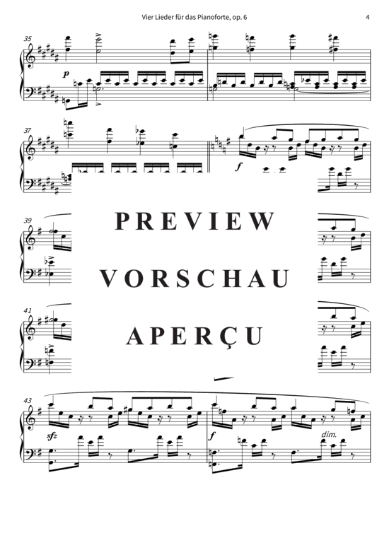 Product gallery: Page 8 of 13 Vier Lieder für das Pianoforte, op. 6 , , Piano Solo